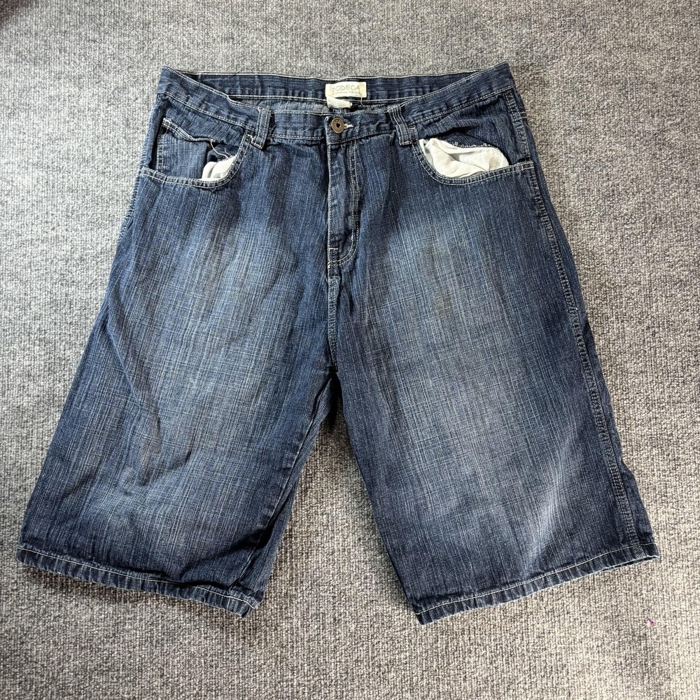 DOPECA Shorts Mens 40 Blue Denim Medium Wash Relaxed Fit 5 Pocket Bermuda Casual